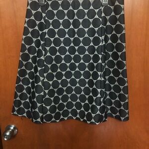 Chic Very Dark Navy and White Geometric A-Line Skirt